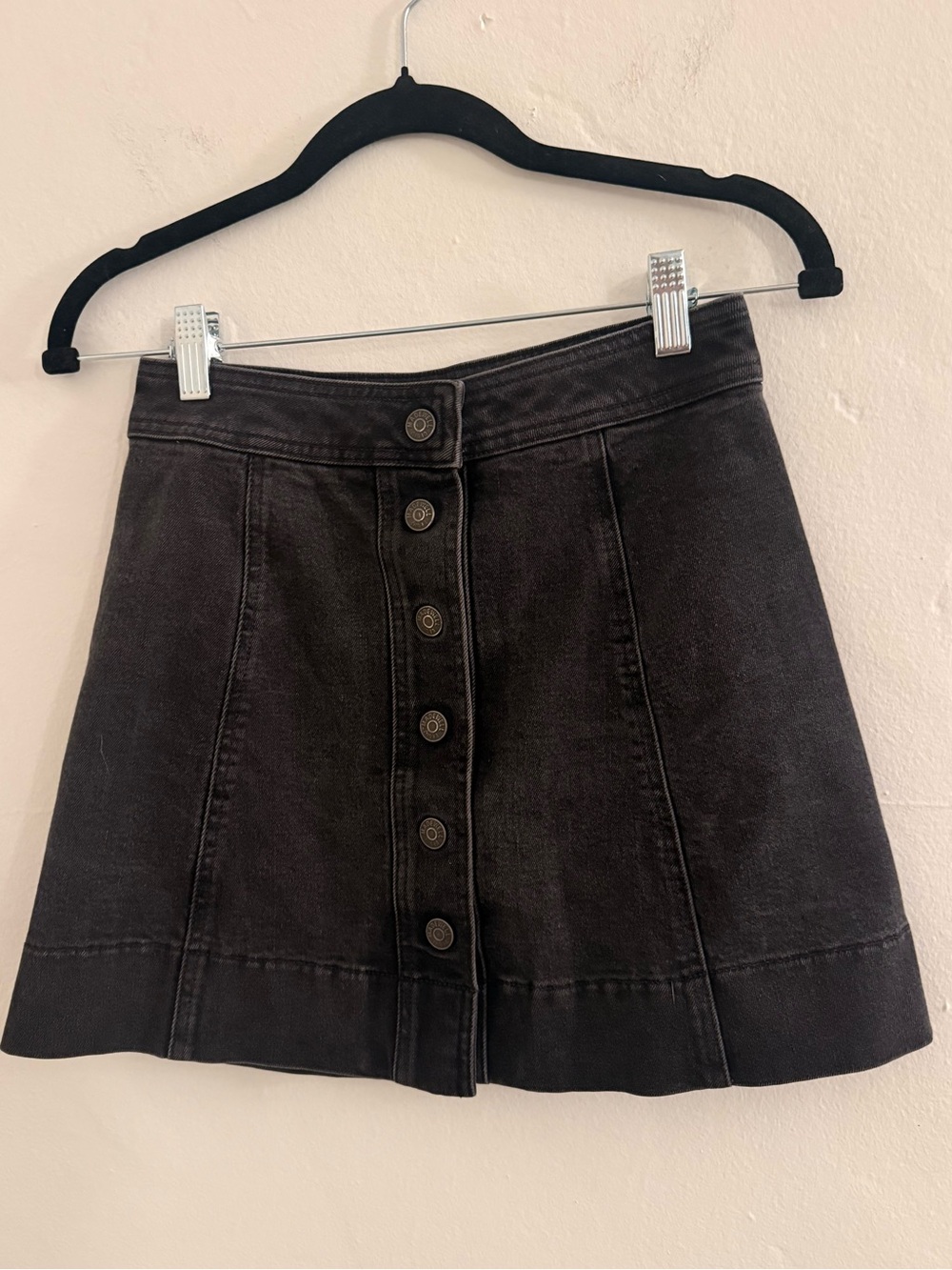Madewell Black Button-Front Mini Skirt